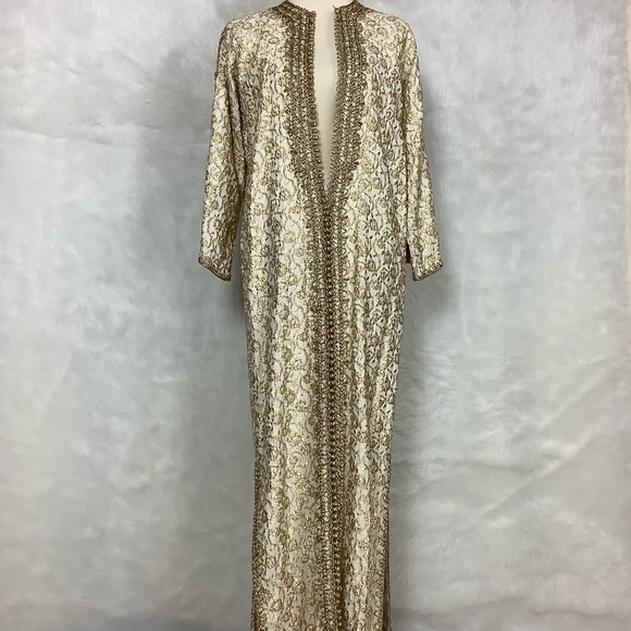 Vintage Other - Vintage 70s Gold Metallic Brocade Kaftan Small